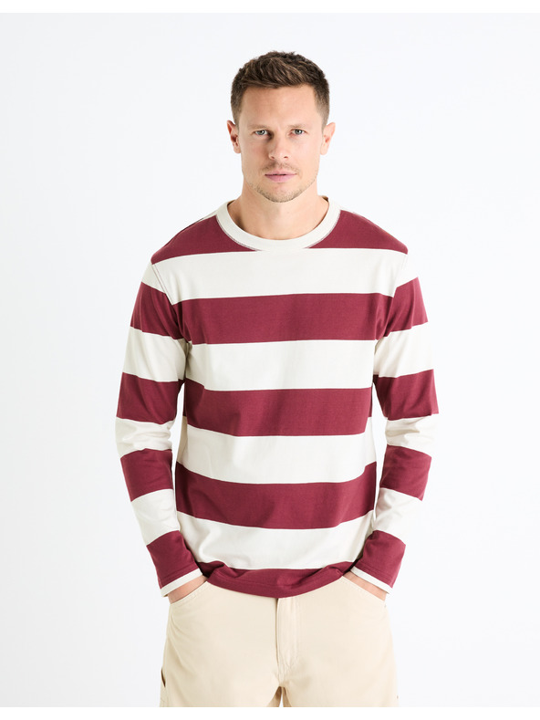 Celio Cămașă bărbătească burgundy cu dungi Celio Fecond