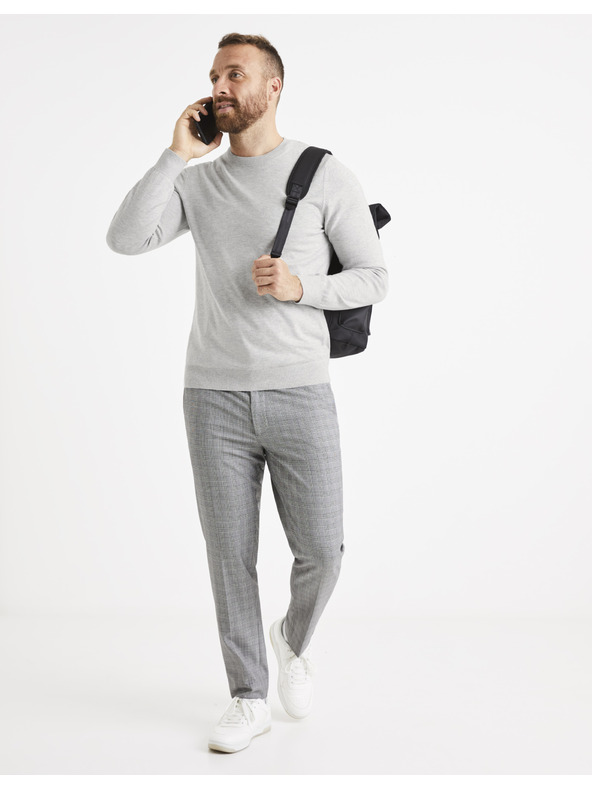 Celio Pulover basic gri deschis pentru bărbați Celio