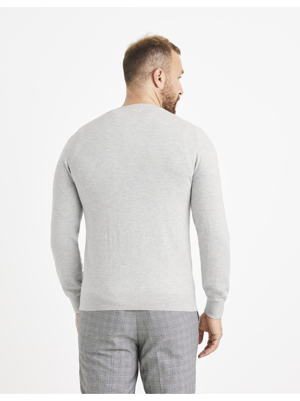 Celio Pulover basic gri deschis pentru bărbați Celio