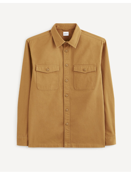 Celio Cămașă bărbătească mustar cu buzunare Celio