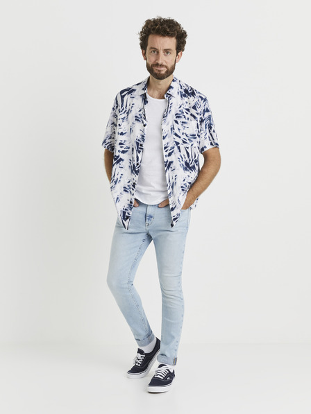 Celio Cămașă batik albastră și albă pentru bărbați Celio Vatye