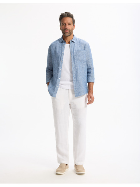 Celio Tricou albastru din in pentru bărbați Celio Daflix