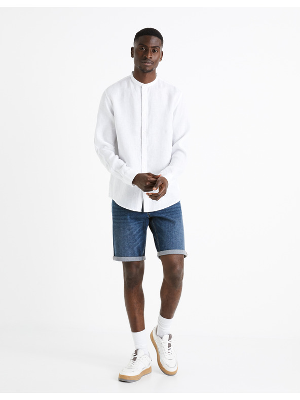 Celio Cămașă albă din in pentru bărbați Celio Damaolin