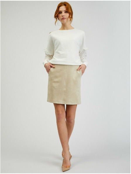 Orsay Fustă de damă bej cu finisaj piele întoarsă ORSAY