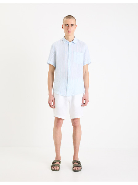 Celio Cămașă din in cu dungi albastru deschis pentru bărbați Celio Damarlin