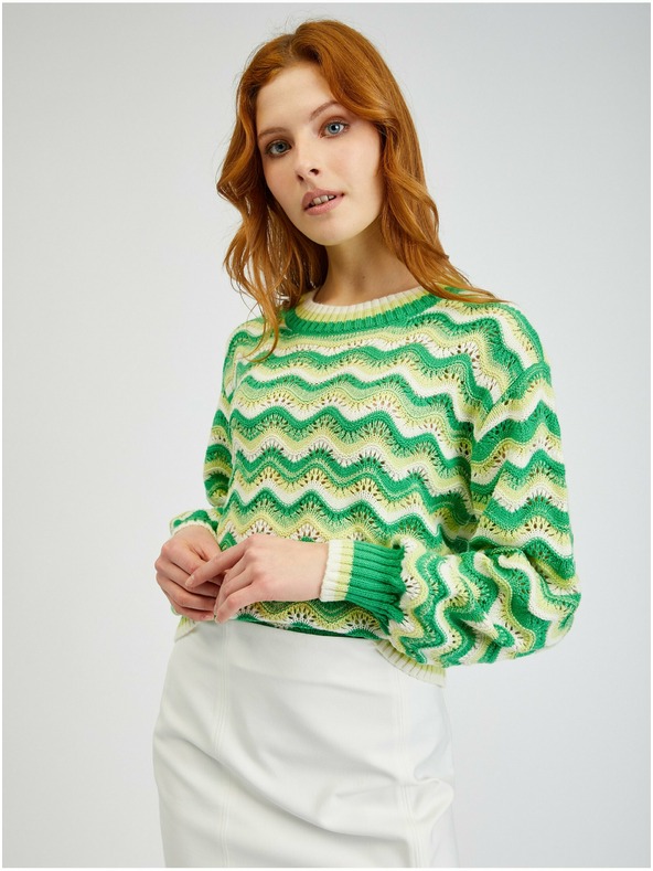 Orsay Pulover de damă cu dungi galben-verde ORSAY