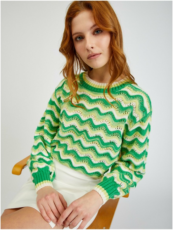 Orsay Pulover de damă cu dungi galben-verde ORSAY