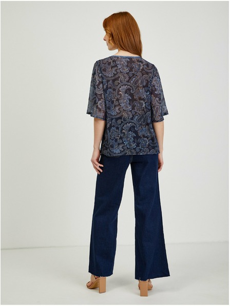 Orsay Bluză de damă cu model albastru închis ORSAY