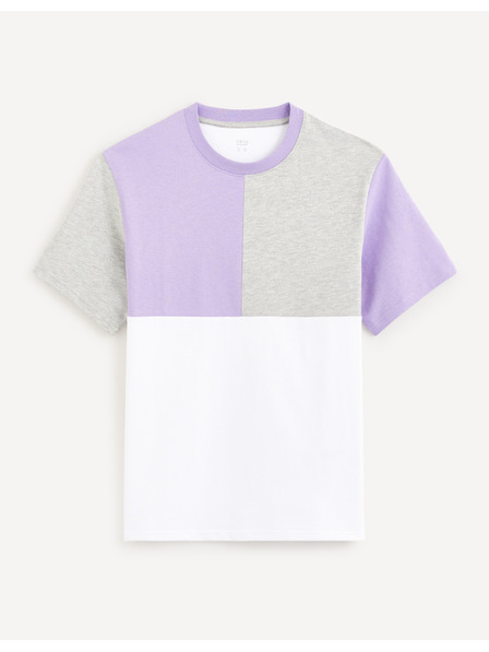 Celio Tricou din bumbac violet și alb pentru bărbați Celio Dequoi