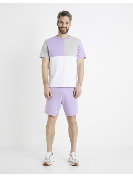 Celio Tricou din bumbac violet și alb pentru bărbați Celio Dequoi