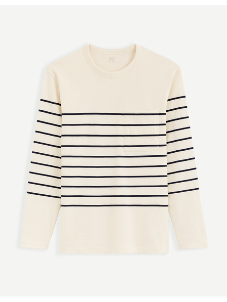 Celio Tricou cu dungi crem pentru bărbați Celio Veboxmlr