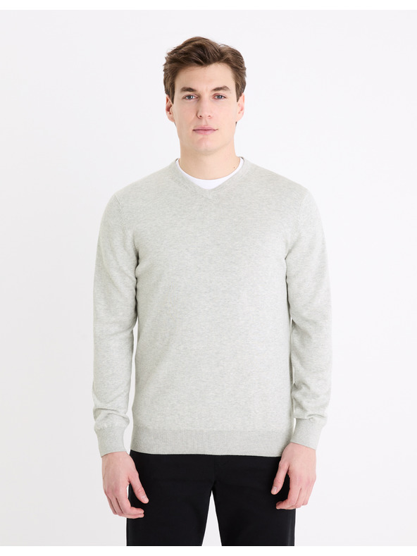 Celio Pulover basic gri deschis pentru bărbați Celio Decoton