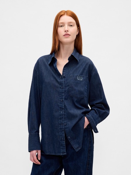 GAP Cămașă din denim oversize cu logo Big Shirt UltraSoft GAP