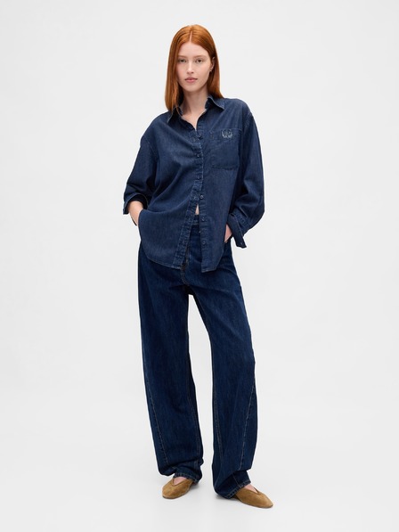 GAP Cămașă din denim oversize cu logo Big Shirt UltraSoft GAP