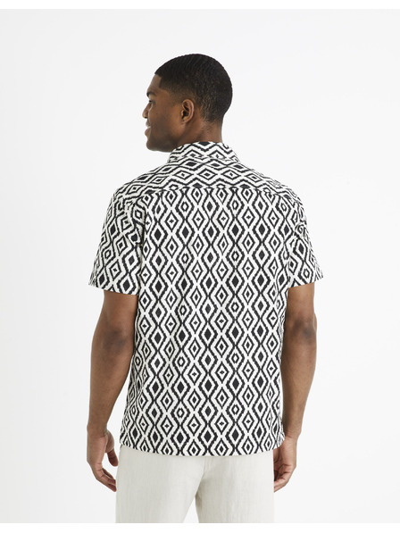Celio Cămașă cu model pentru bărbați albă și neagră Celio Daprinta