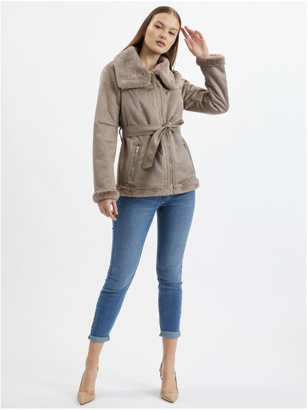 Orsay Jachetă maro de damă cu finisaj imitație piele întoarsă ORSAY