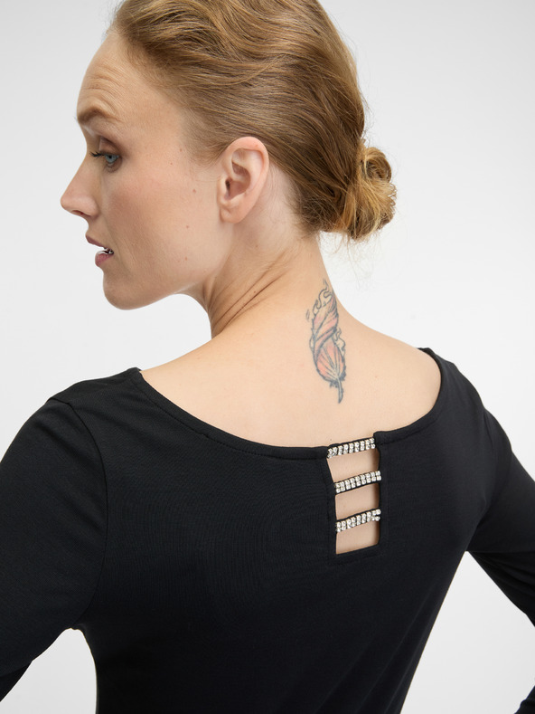 Orsay Tricou de dama negru cu maneci lungi ORSAY