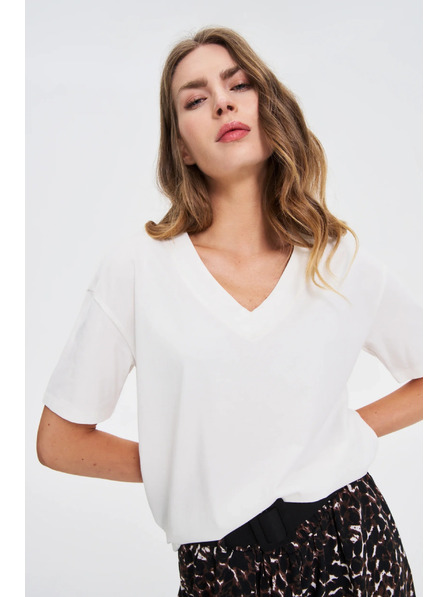 Moodo Top alb cu decolteu în V Moodo