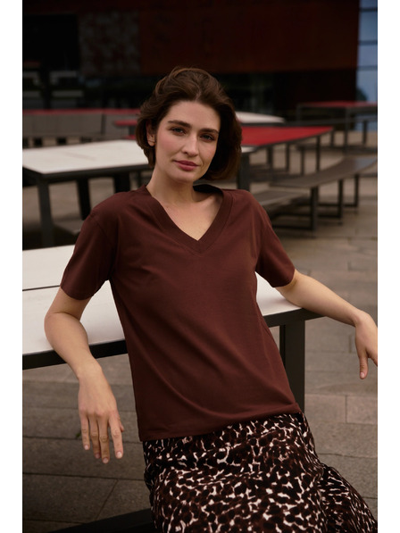Moodo Top maro cu decolteu în V Moodo