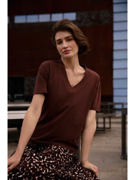 Moodo Top maro cu decolteu în V Moodo