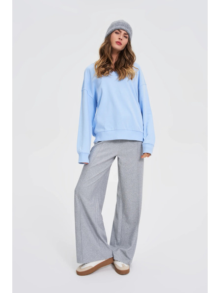 Moodo Bluză cu decolteu în V albastru deschis Moodo