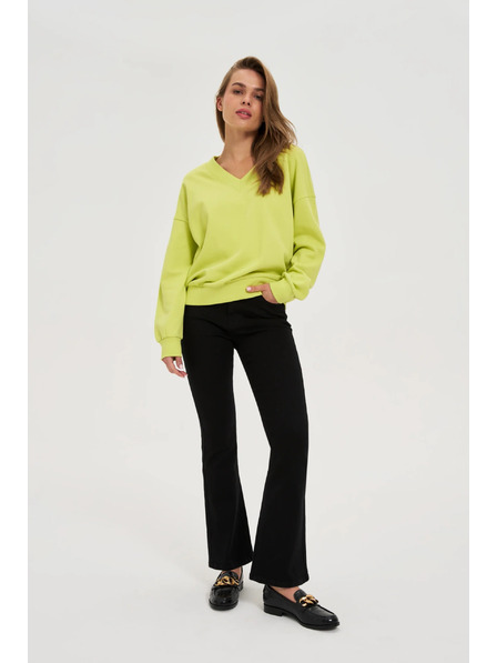Moodo Bluză cu decolteu în V verde lime Moodo