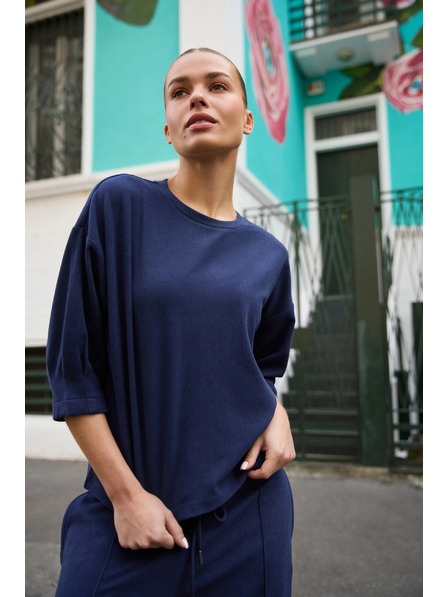 Moodo Pulover cu mâneci scurte bleumarin Moodo