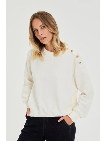 Moodo Hanorac cu nasturi decorativi ecru Moodo