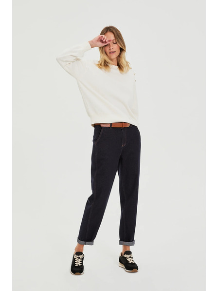 Moodo Hanorac cu nasturi decorativi ecru Moodo