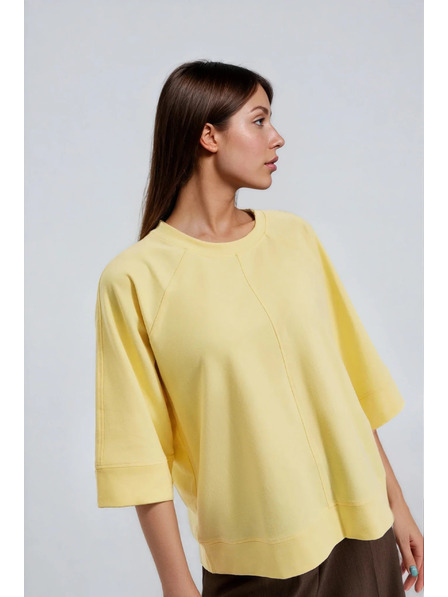 Moodo Pulover cu mâneci scurte și late galben Moodo