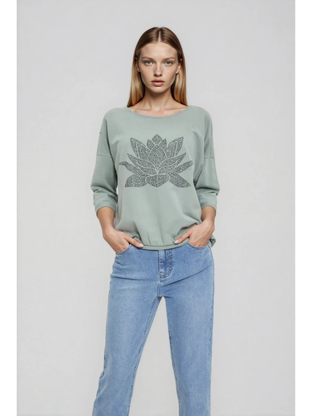 Moodo Bluză din bumbac verde măsliniu Moodo