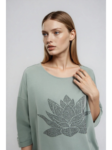 Moodo Bluză din bumbac verde măsliniu Moodo