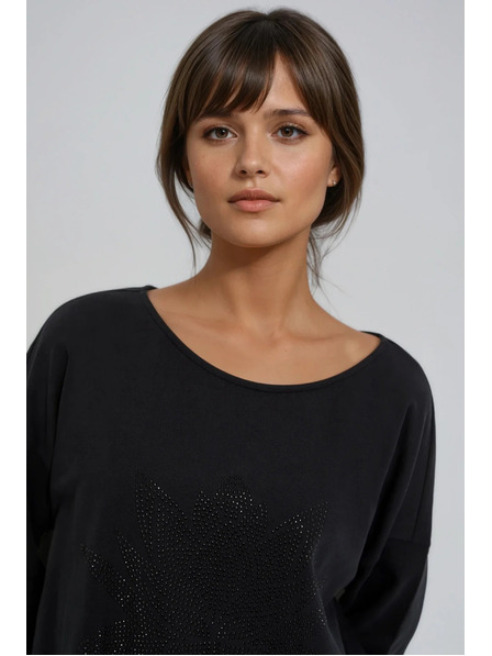 Moodo Bluză din bumbac neagră Moodo