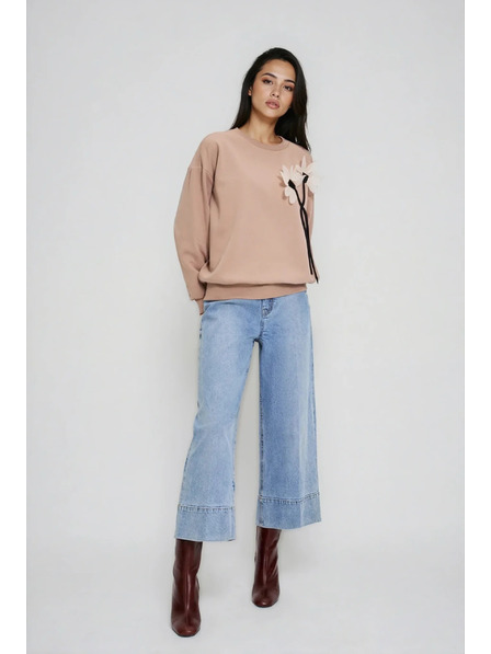 Moodo Pulover cu floare bej Moodo