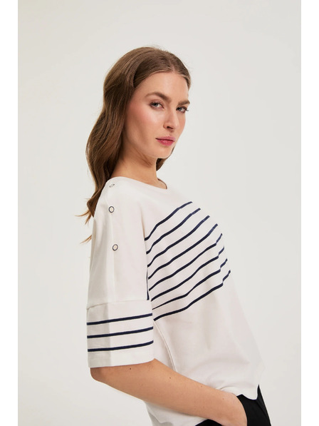 Moodo Hanorac în dungi alb Moodo