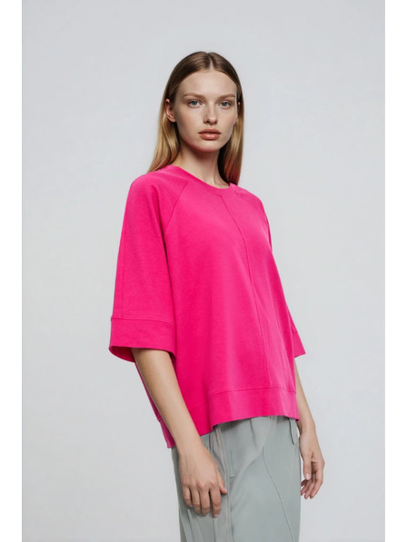 Moodo Pulover cu mâneci scurte și late fucsia Moodo