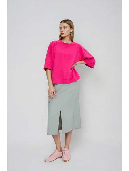 Moodo Pulover cu mâneci scurte și late fucsia Moodo