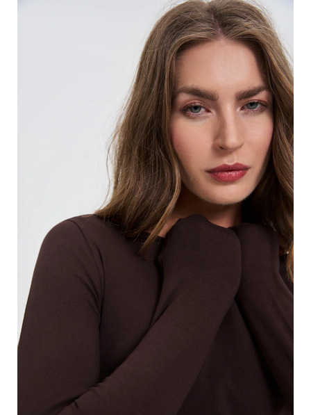 Moodo Bluză maro mulată cu mânecă lungă Moodo