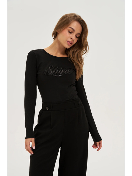 Moodo Bluză cu paiete neagră Moodo