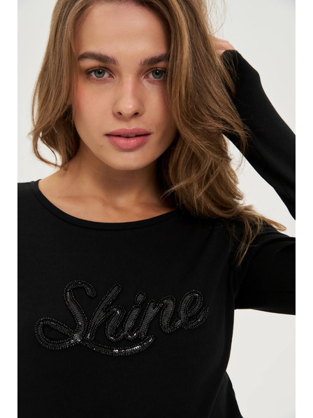 Moodo Bluză cu paiete neagră Moodo