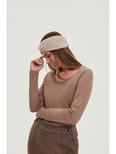 Moodo Tricou din bumbac maro deschis Moodo