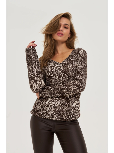 Moodo Bluză cu decolteu în V maro Moodo