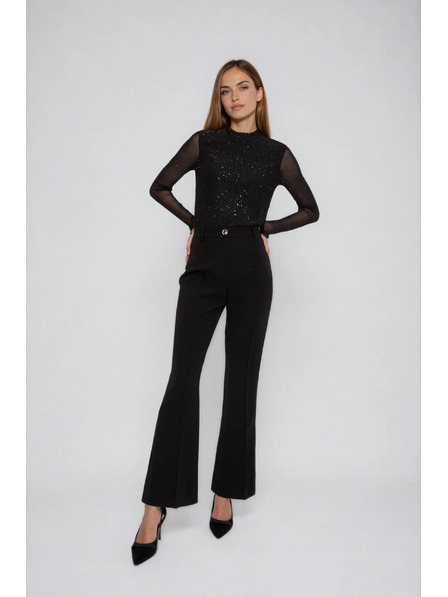 Moodo Bluză neagră cu mâneci transparente Moodo