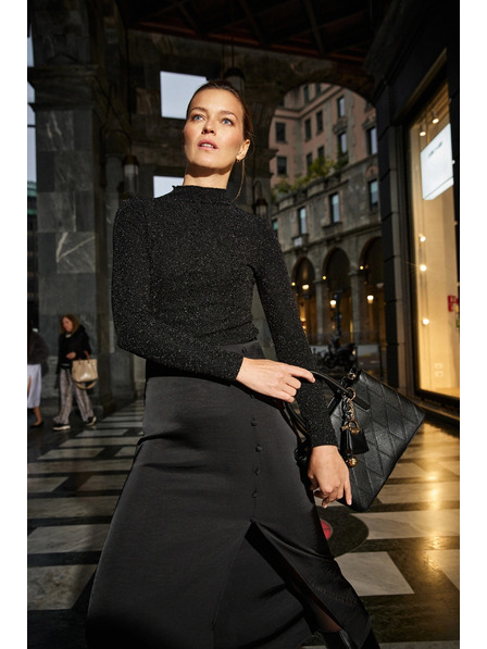 Moodo Top strălucitor negru Moodo