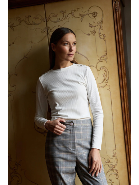 Moodo Bluză din bumbac cu mâneci lungi albă Moodo