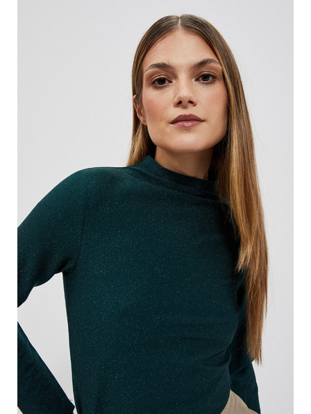 Moodo Bluză cu fir metalic smarald Moodo