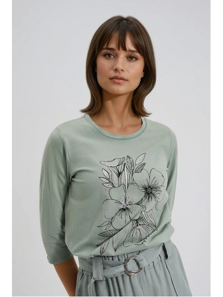 Moodo Bluză cu imprimeu floral măsliniu Moodo