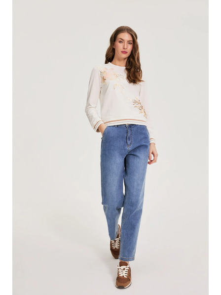 Moodo Bluză din bumbac cu imprimeu albă Moodo