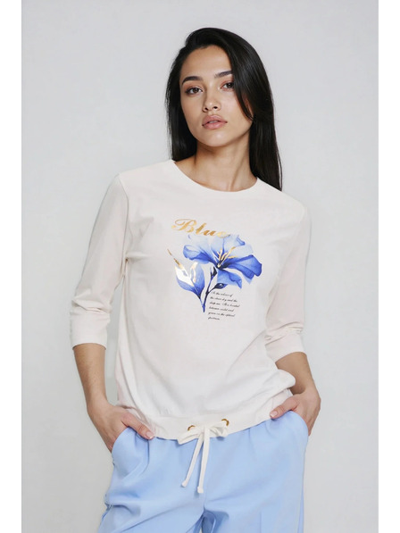 Moodo Bluză cu imprimeu și legătură albă Moodo