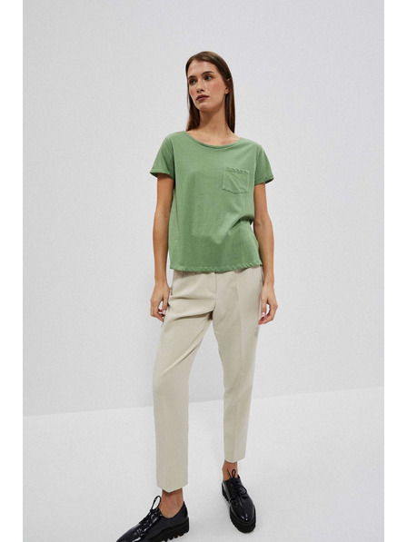 Moodo Tricou din bumbac cu decolteu rotund și buzunar măsliniu Moodo